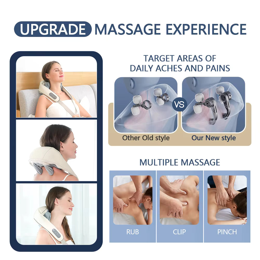 26W Wireless Trapezius Neck & Shoulder Massager with Heat – 2 Modes, 2 Intensities