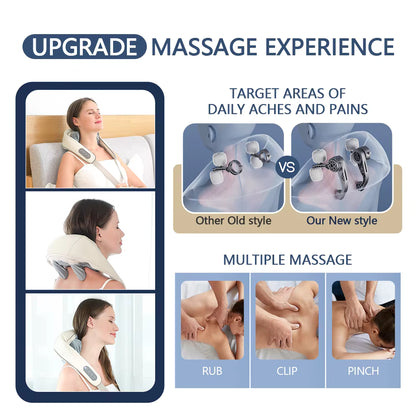 26W Wireless Trapezius Neck & Shoulder Massager with Heat – 2 Modes, 2 Intensities