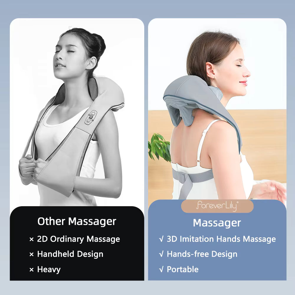 26W Wireless Trapezius Neck & Shoulder Massager with Heat – 2 Modes, 2 Intensities
